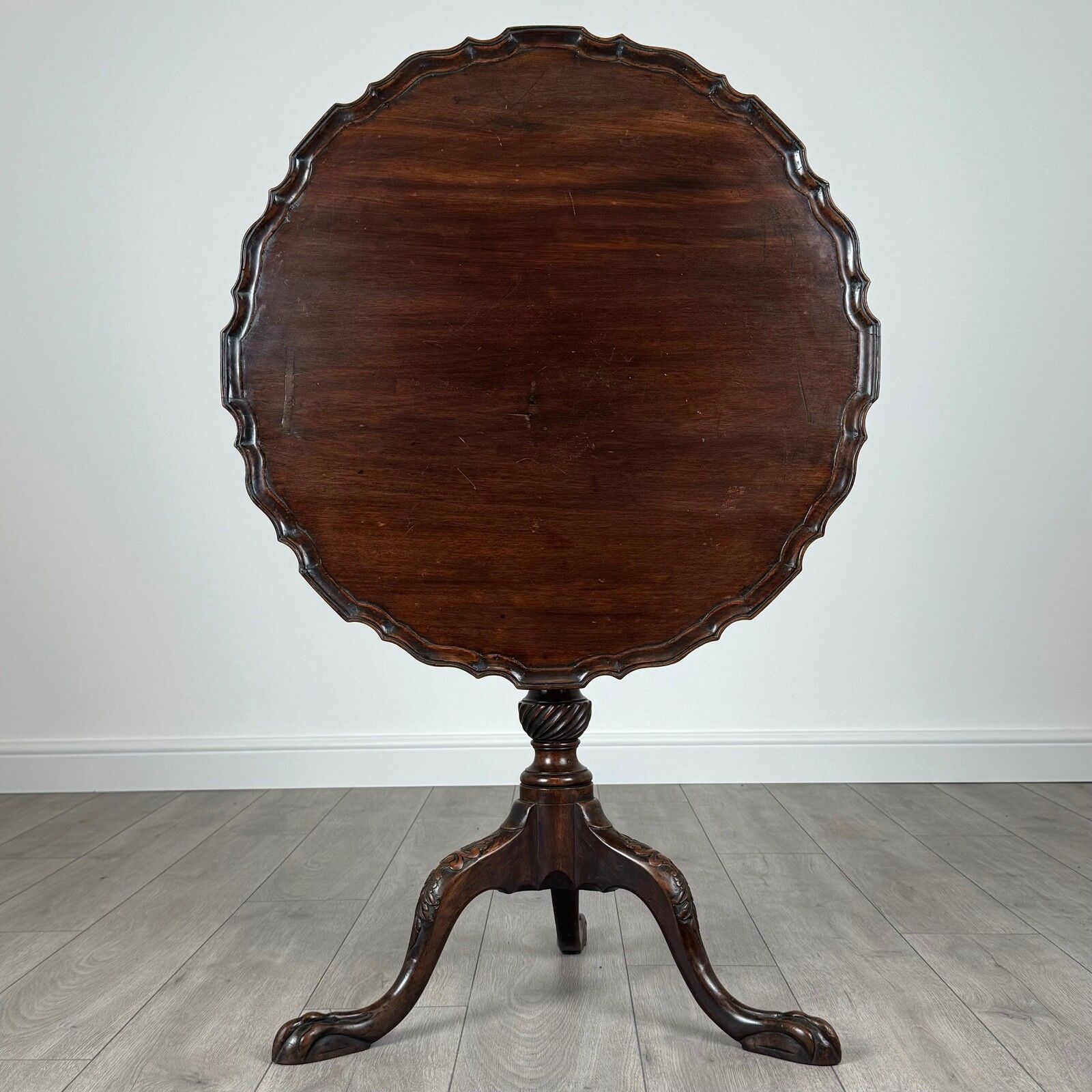 Antique 18th Century Mahogany Tripod Table With Piecrust Top photo furniture