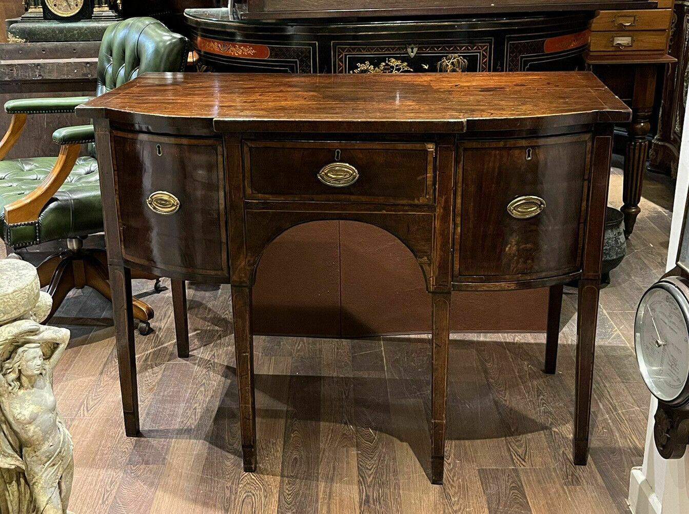 Georgian Inlaid Mahogany Sideboard. Small Proportions. Brass Handles. photo vintage