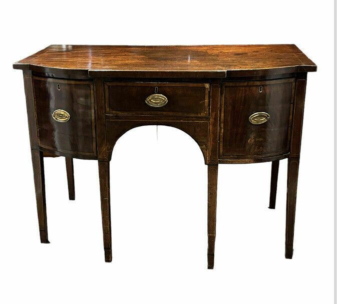 711.0 Georgian Inlaid Mahogany Sideboard. Small Proportions. Brass Handles. photo