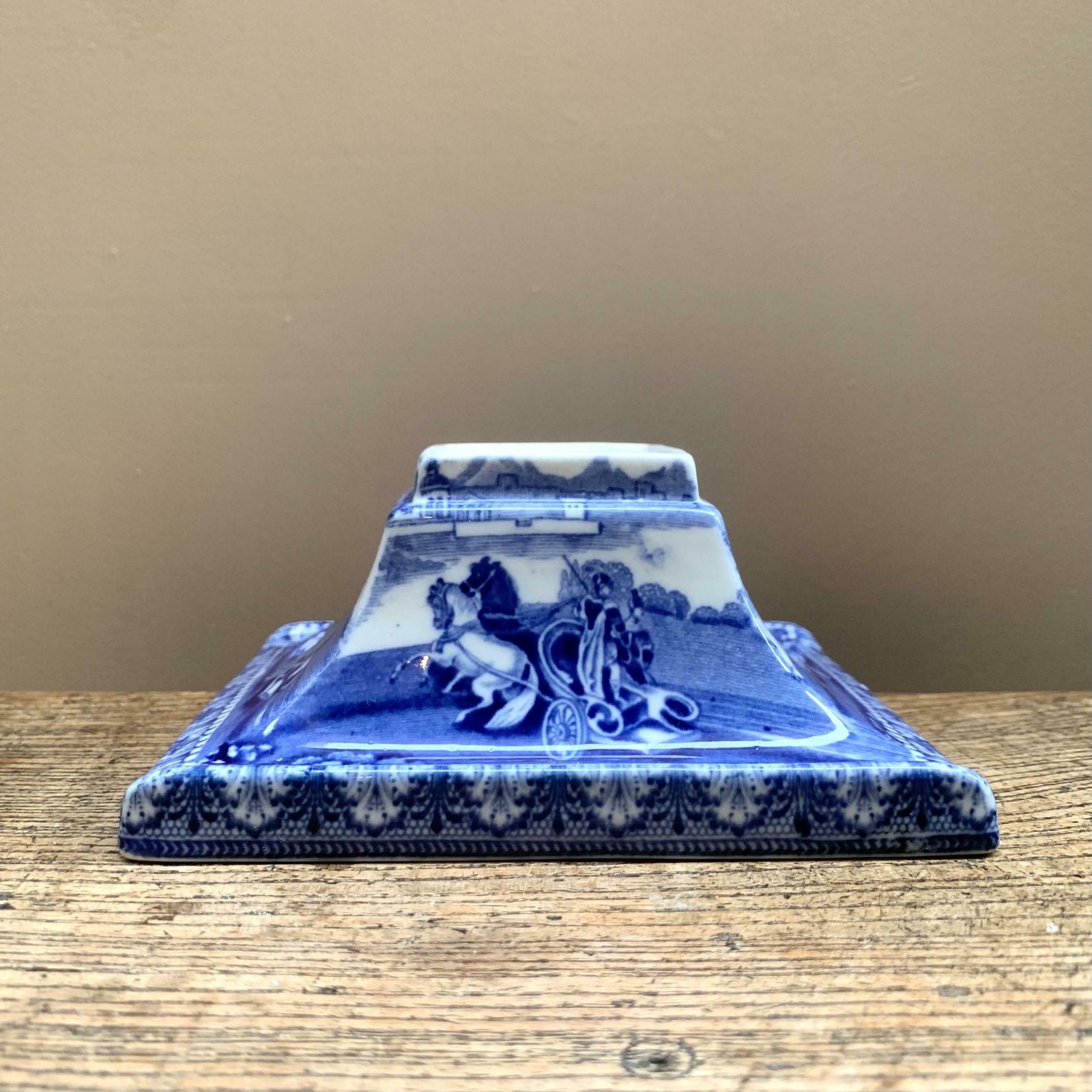Vintage Cauldon England Chariots Blue & White Inkwell photo Home Decor