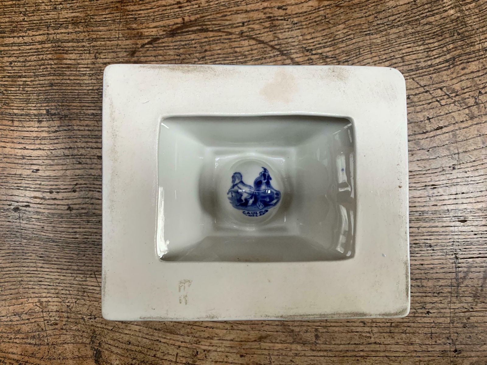 Vintage Cauldon England Chariots Blue & White Inkwell photo vintage