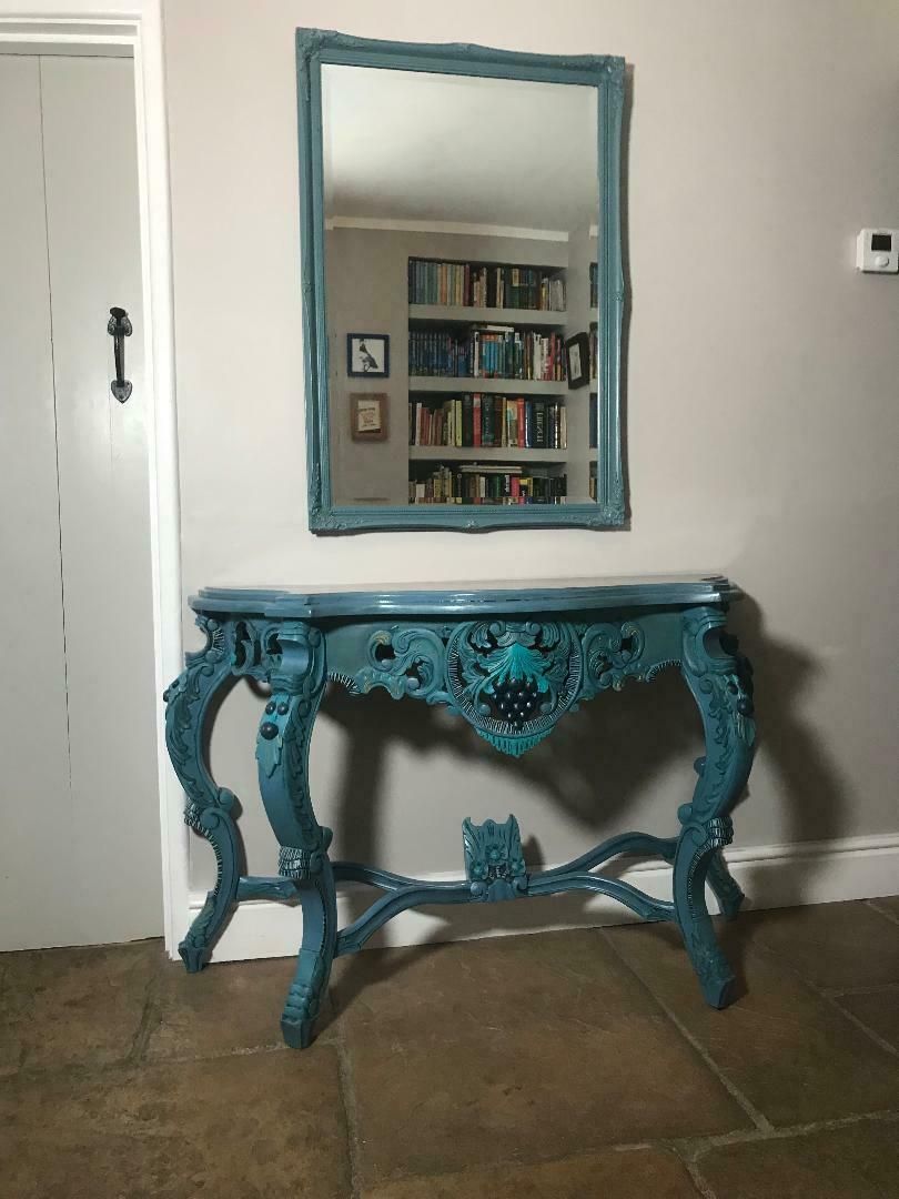 Mid Century Rococo Style Hand Painted Console photo furniture