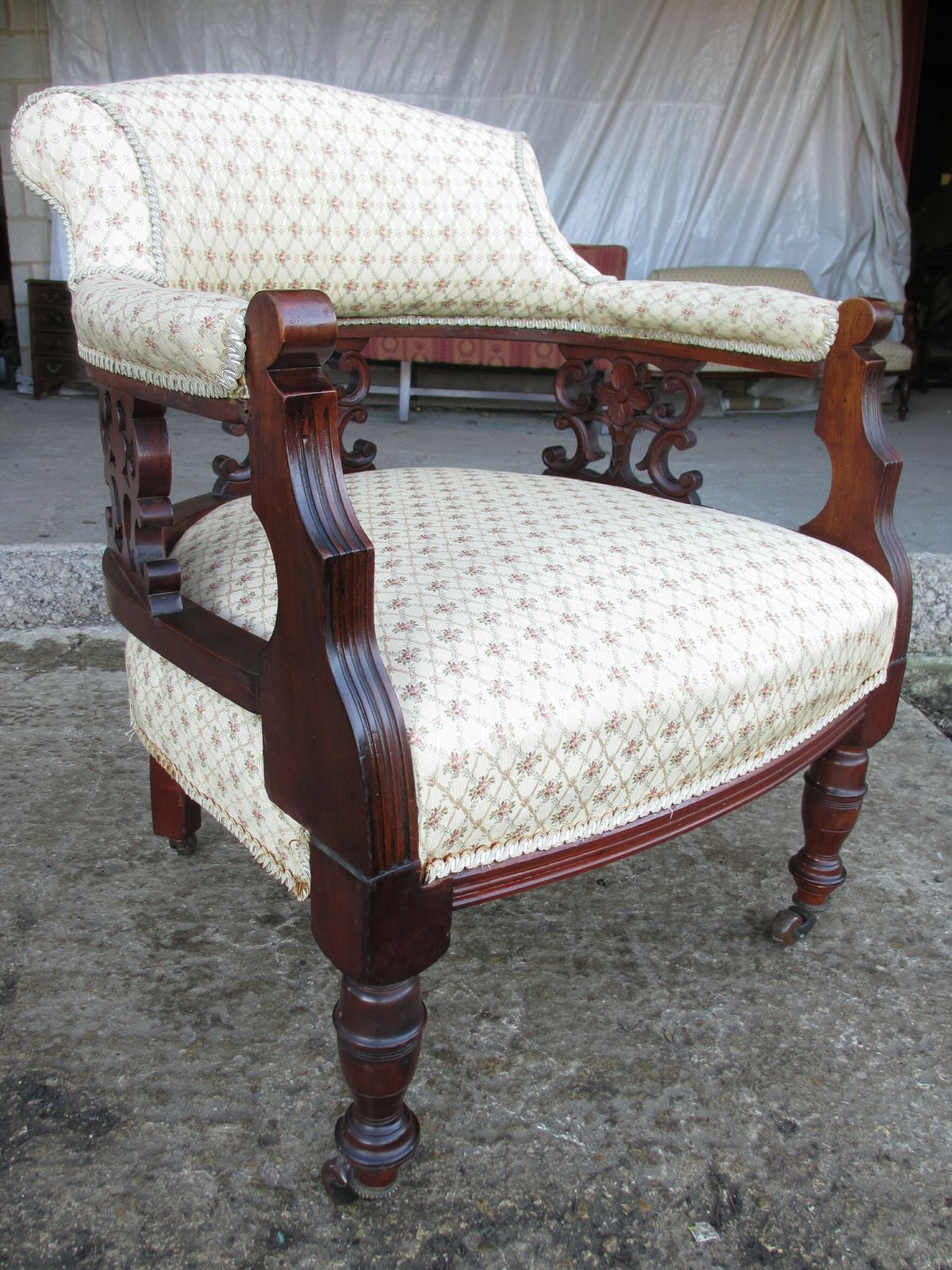 Furniture Superbvictorian Mahogany Upholstered 5 Piece Parlour Suite photo