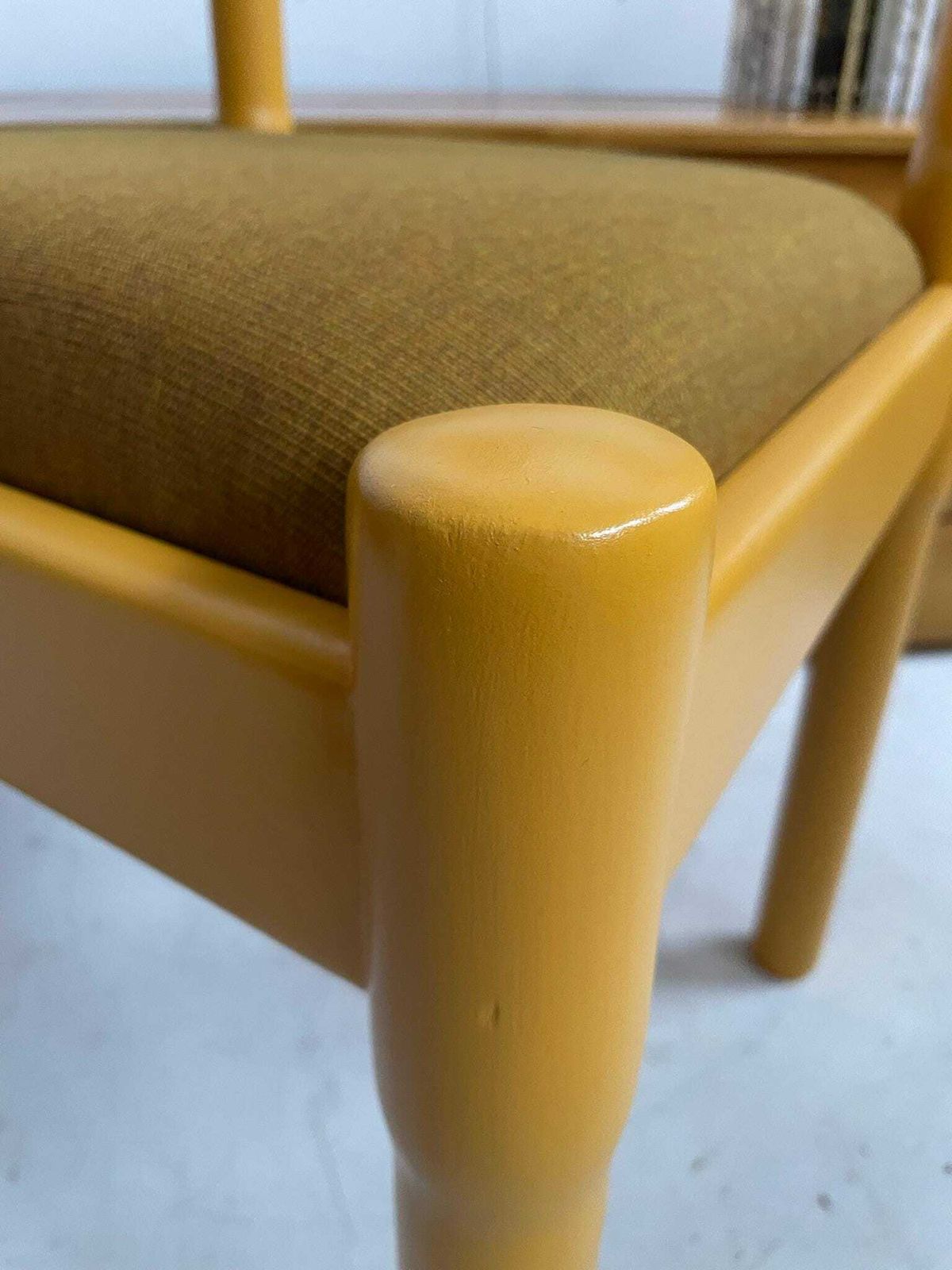 Vico Magistretti Carimate Dining Chair Painted In Marigold Yellow With Mustard Kvadrat Fabric Seat photo 495.0