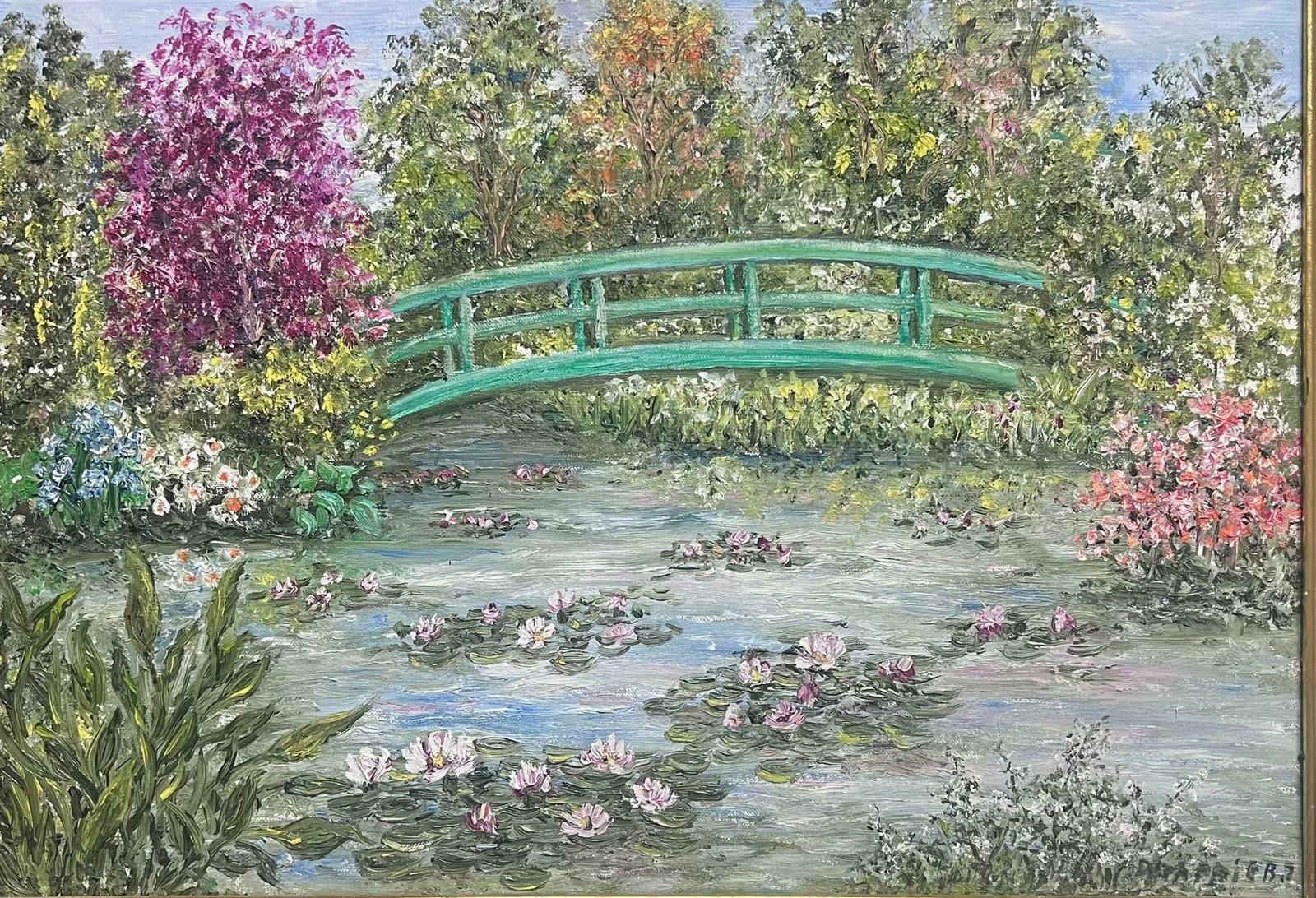 Japanese Bridge Monet's Waterlily Pond Giverny Signed French Impressionist Oil photo furniture