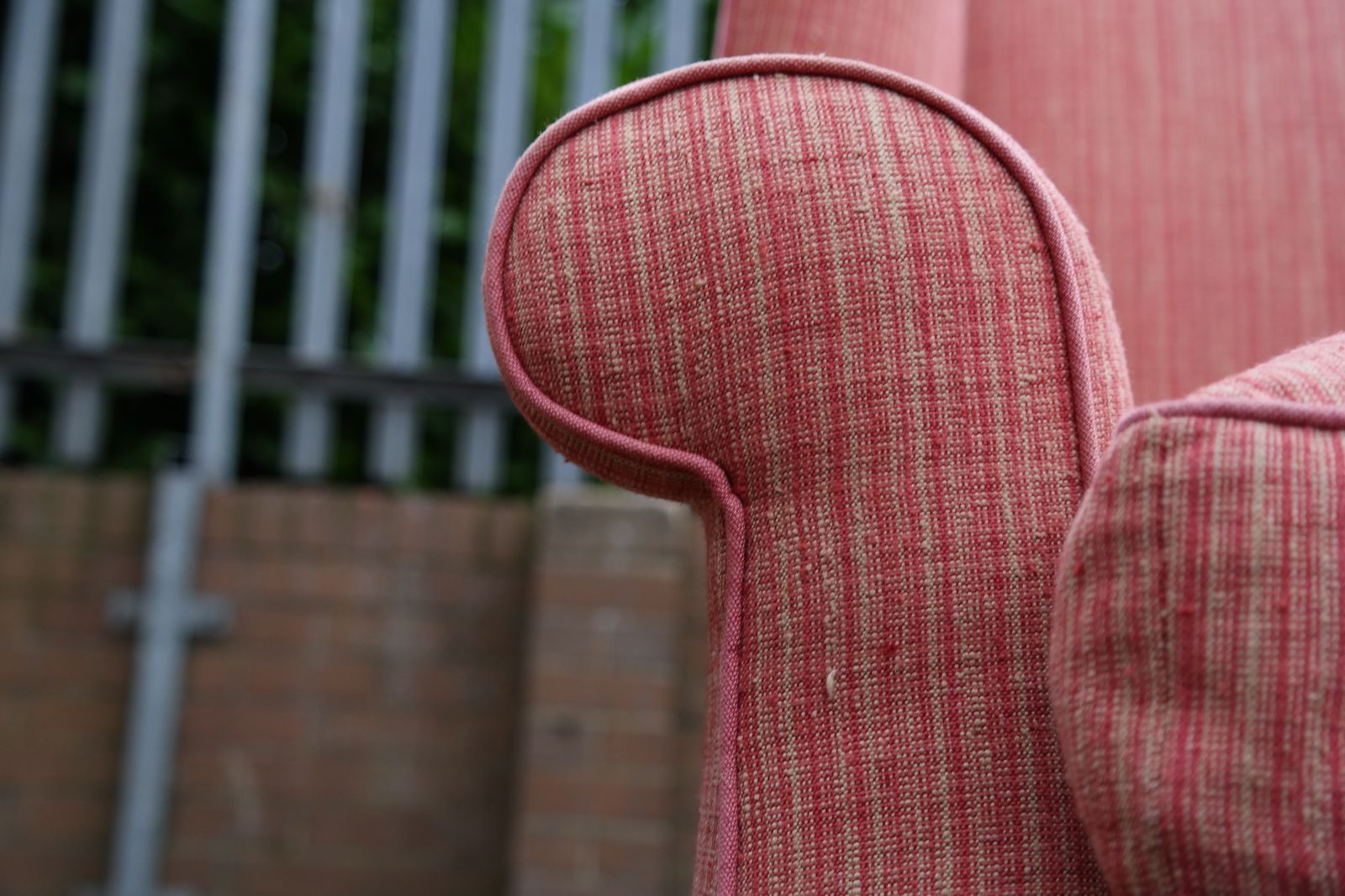 photo furniture Howard And Sons Duke Wing Club Library Armchair Salmon Waffle Fabric