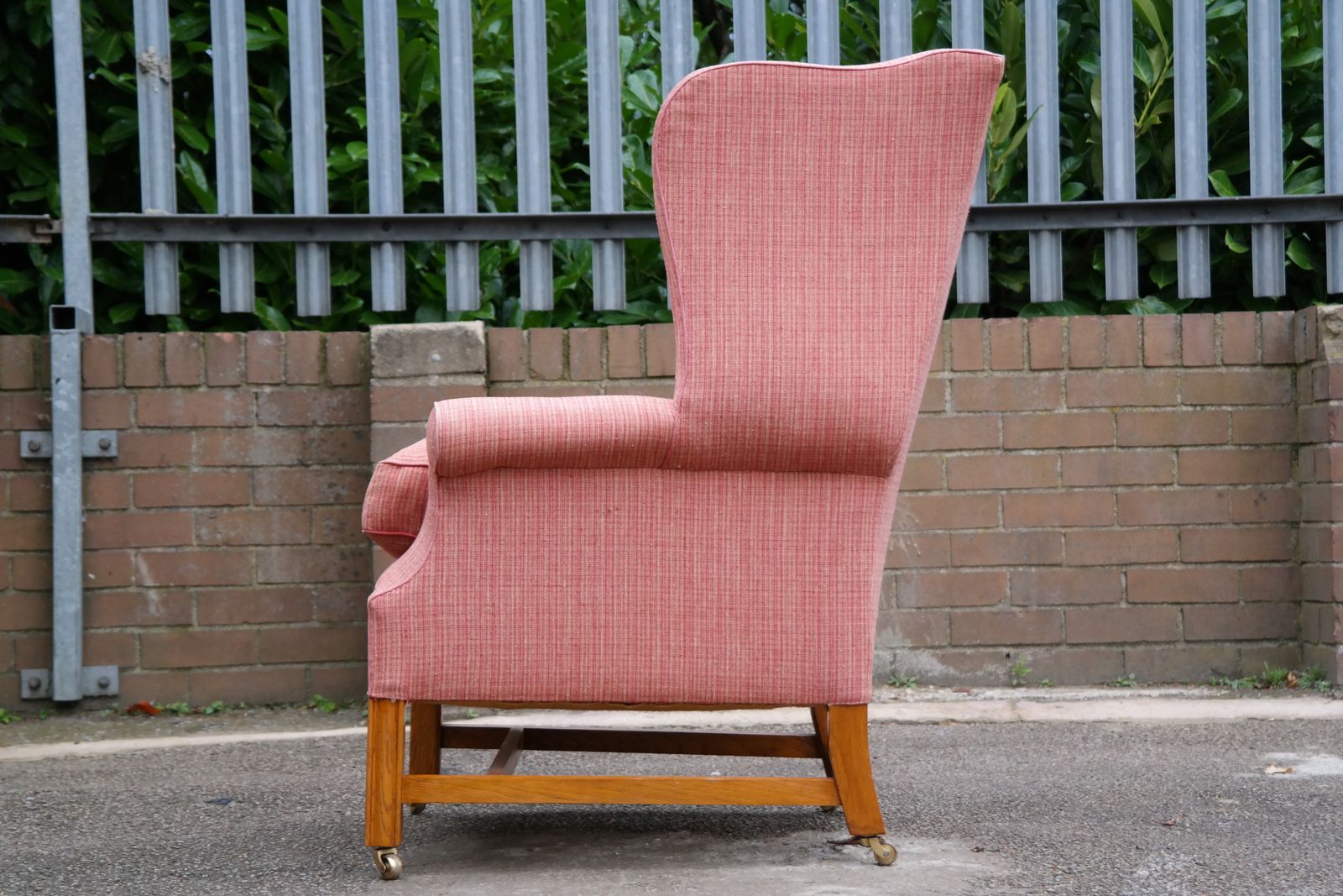 photo buy Howard And Sons Duke Wing Club Library Armchair Salmon Waffle Fabric