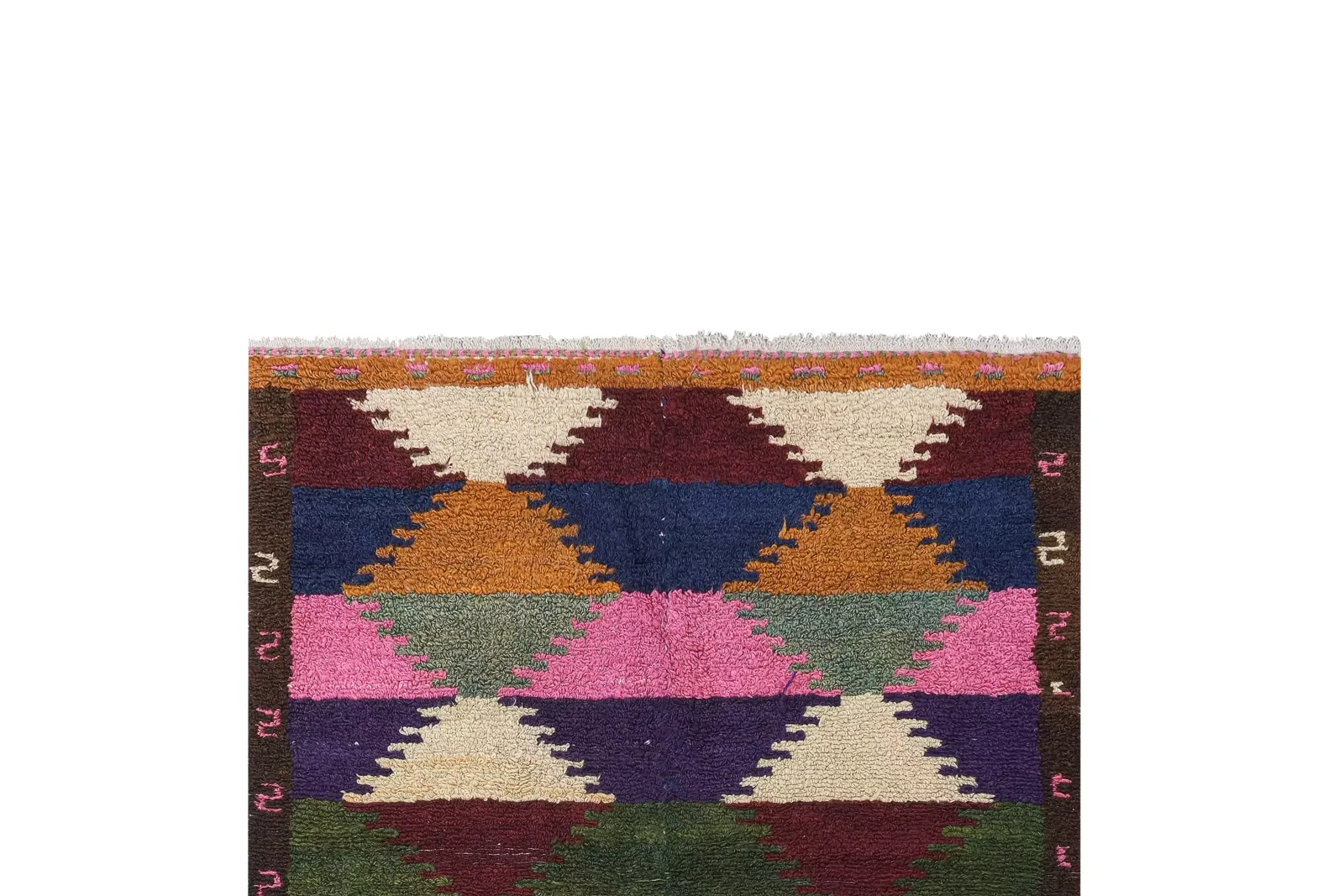 1960s Vintage Organic Wool Turkish Tulu Rug 3'9" X 4'7" photo 508.0
