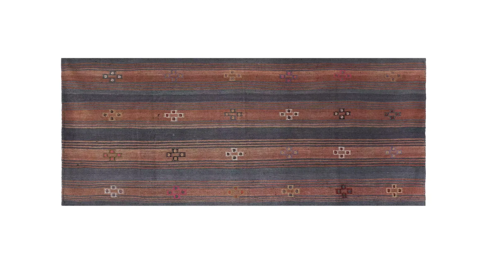 Turkish Striped Cotton Kilim 3'9'' X 9'4'' photo furniture