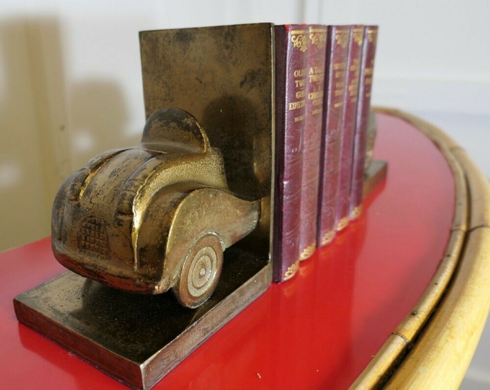 Brass Desk Top Bookends In The Shape Of A Vintage Car photo 414.0