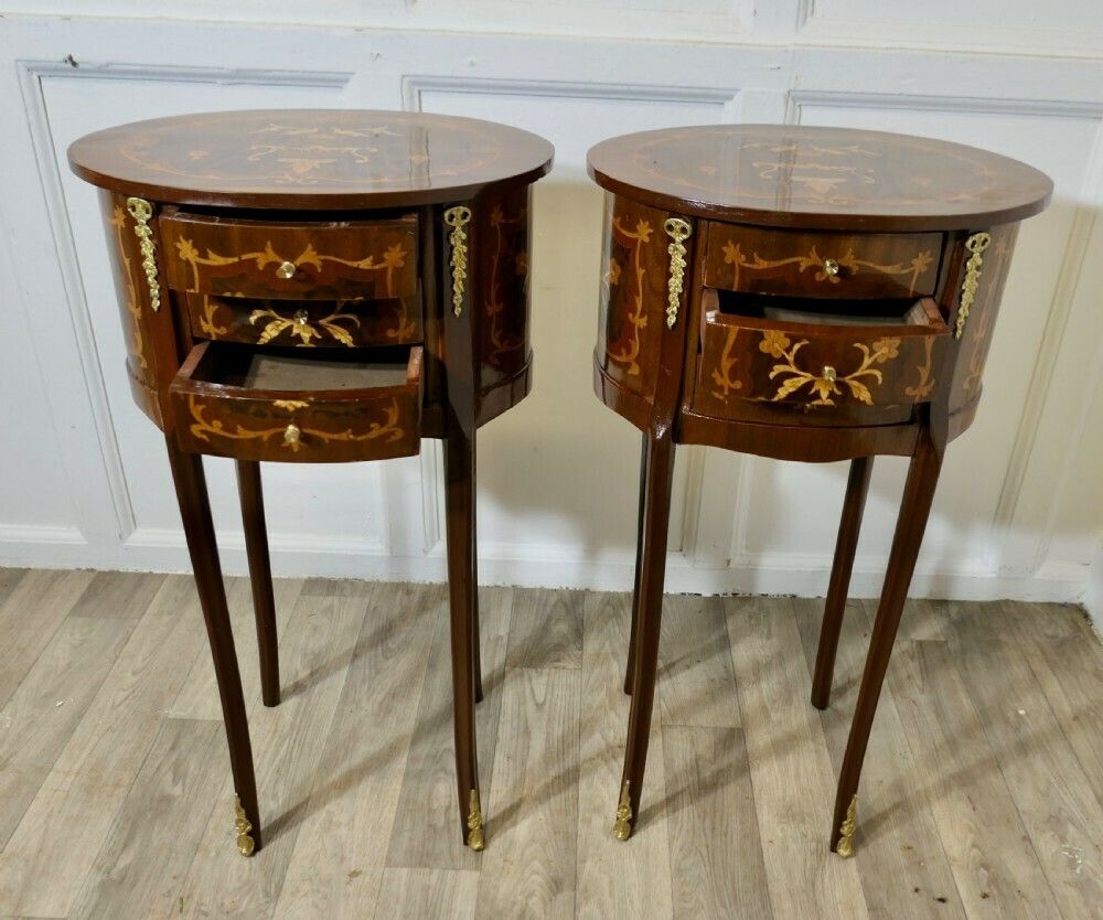 A Pair Of French Oval Side Tables Or Bedside Cabinets