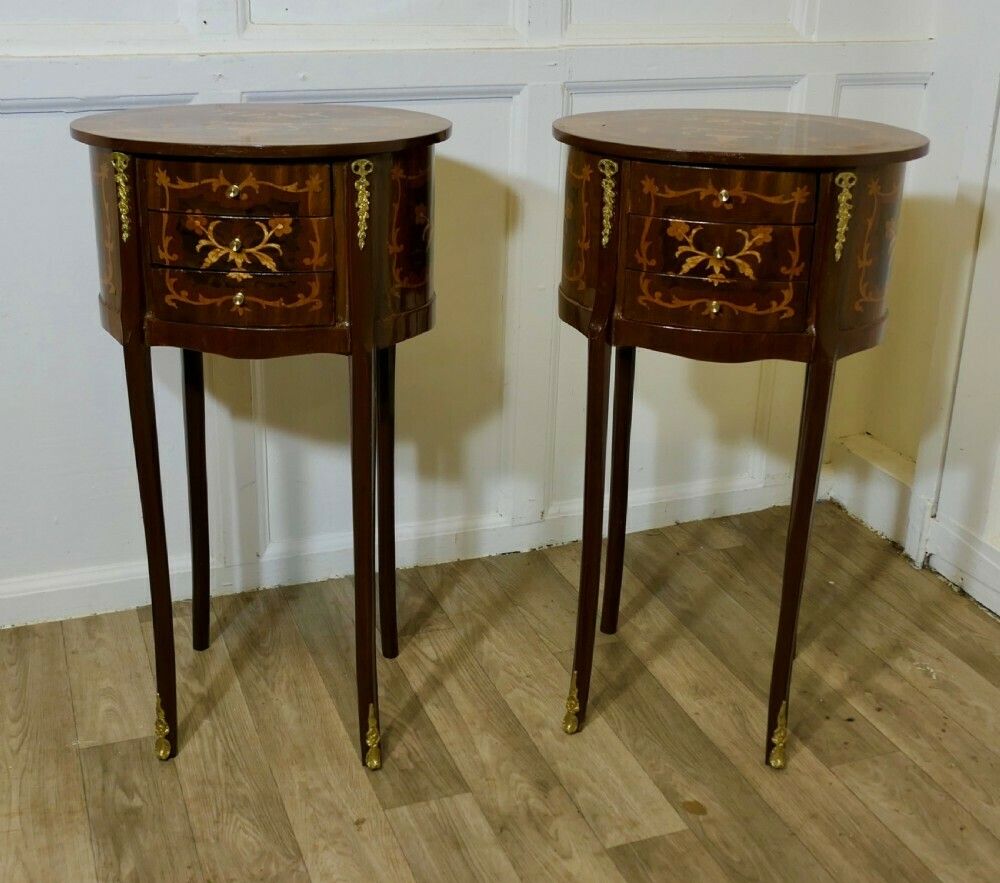 A Pair Of French Oval Side Tables Or Bedside Cabinets photo Furniture