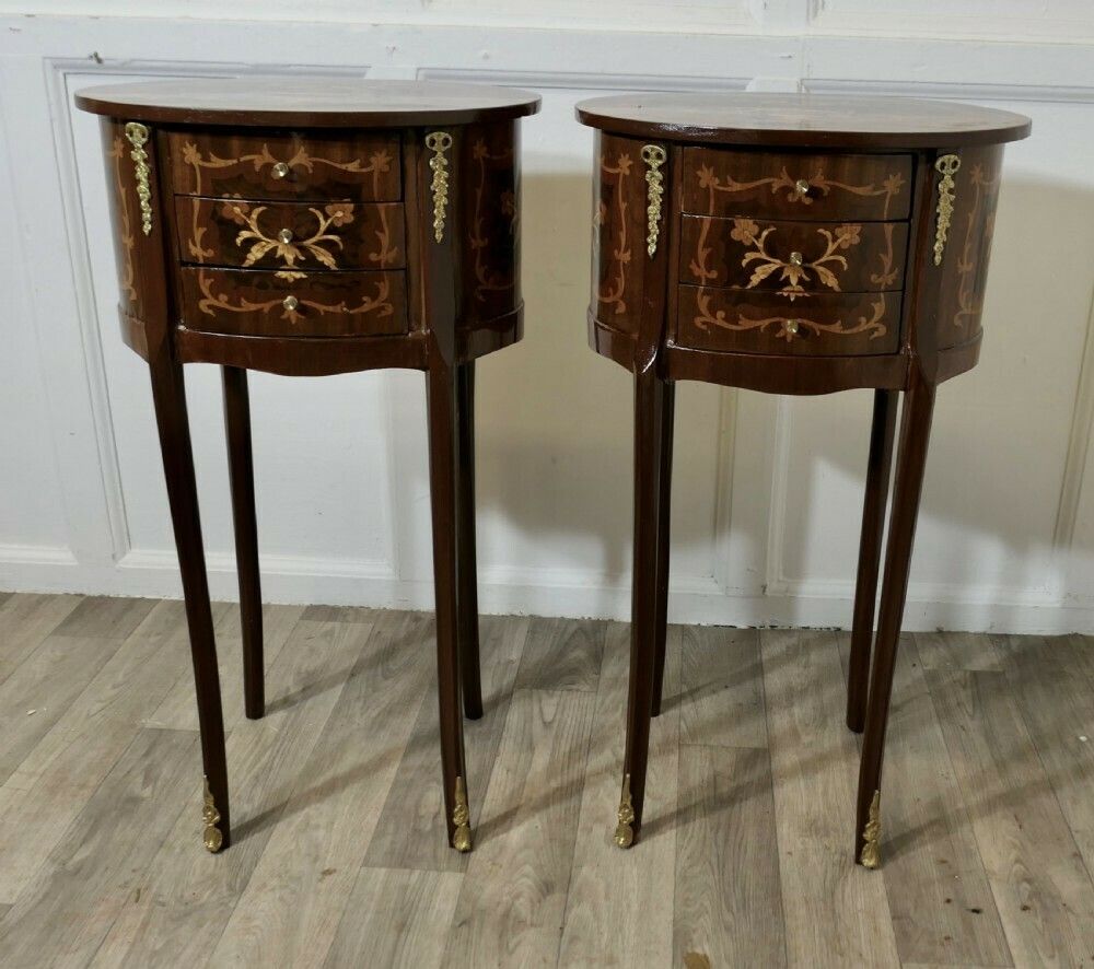 A Pair Of French Oval Side Tables Or Bedside Cabinets photo buy
