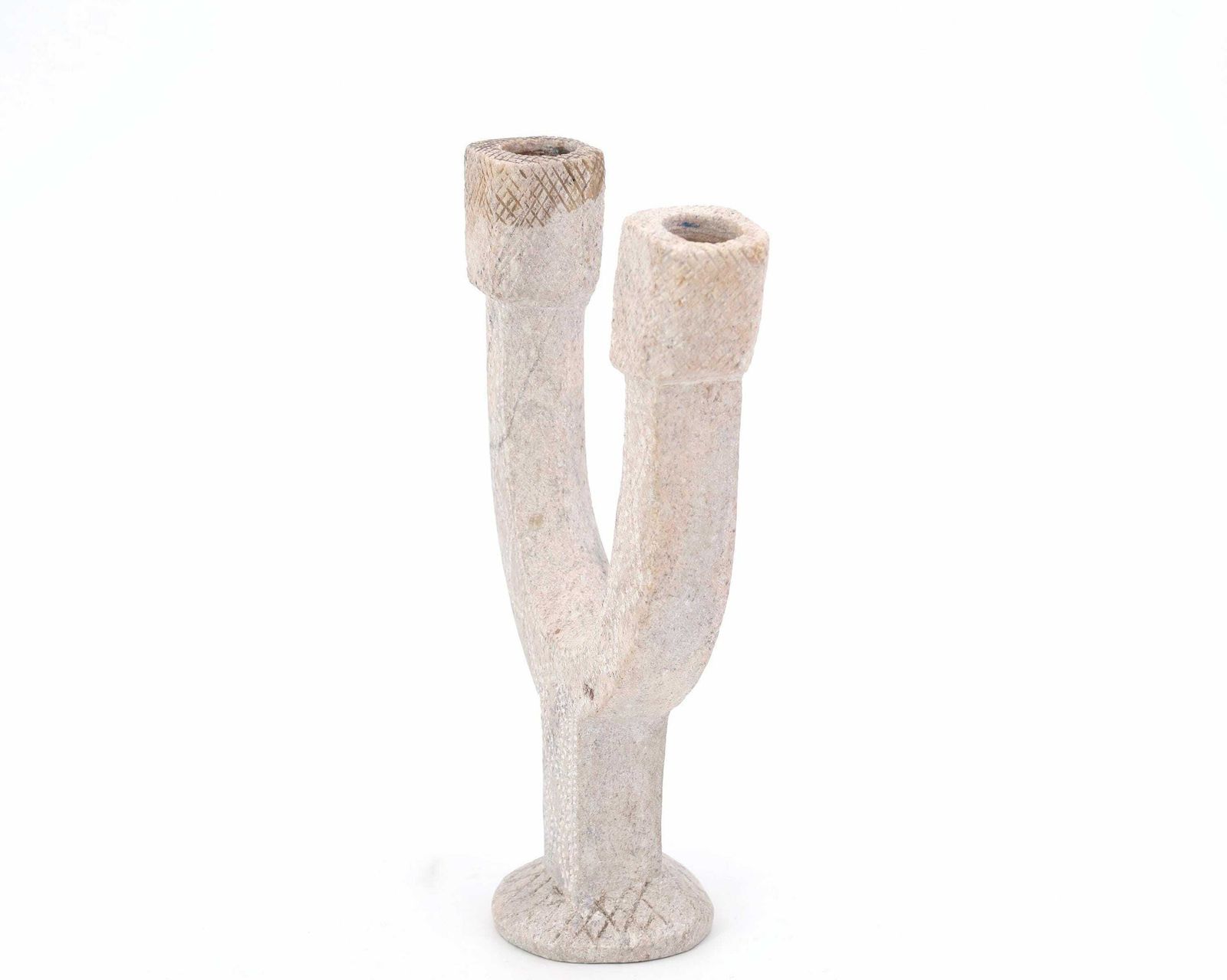 Moroccan Candleholder, Carved Stone With Scarified Decor, 1970s / Candle Holder, Boho Chic, Candlestick, Folk, Morocco, Sculpture, Totem photo Home Decor