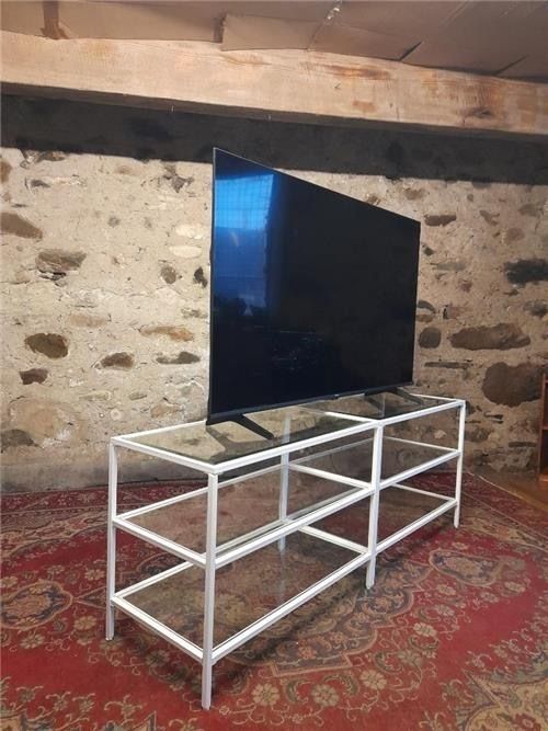 Large Metal And Glass Tv Stand Hifi Stand. 046