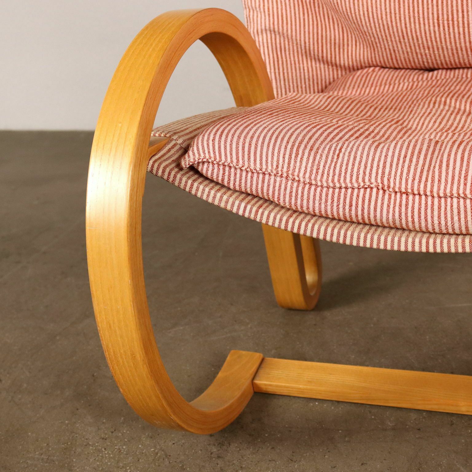 Vintage 1970s Armchair Wood Fabric Italy photo vinterior