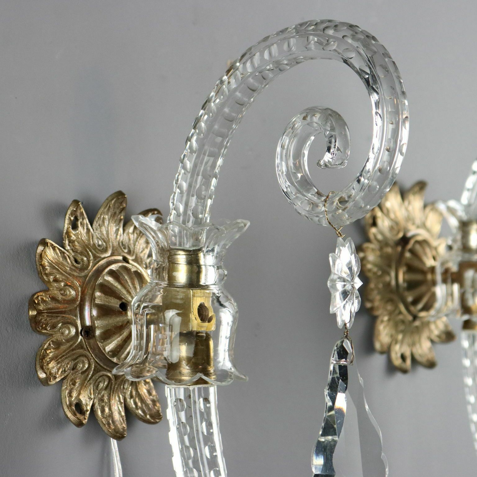Antique Wall Lamps Crystal Glass Italy XX Century photo Lighting