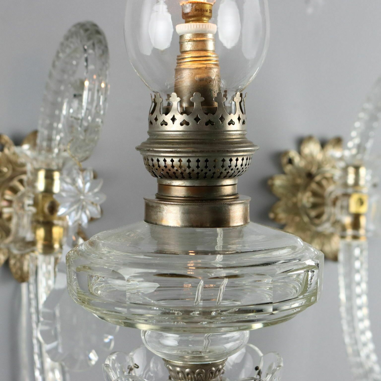 Antique Wall Lamps Crystal Glass Italy XX Century photo 980.0