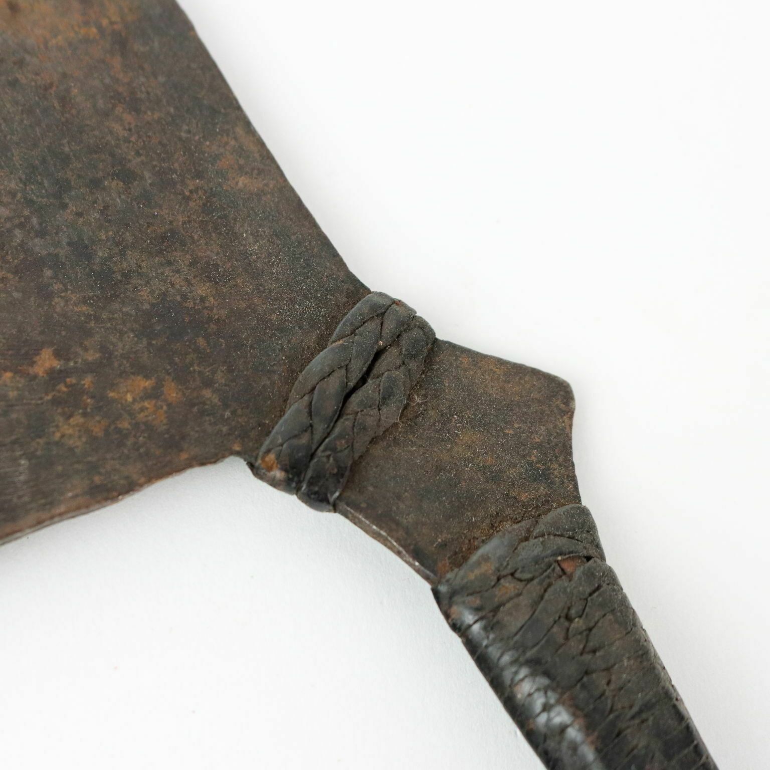Antique Manzhi Dance Ceremonial Axe Iron Leather Africa XX Century photo Home Decor