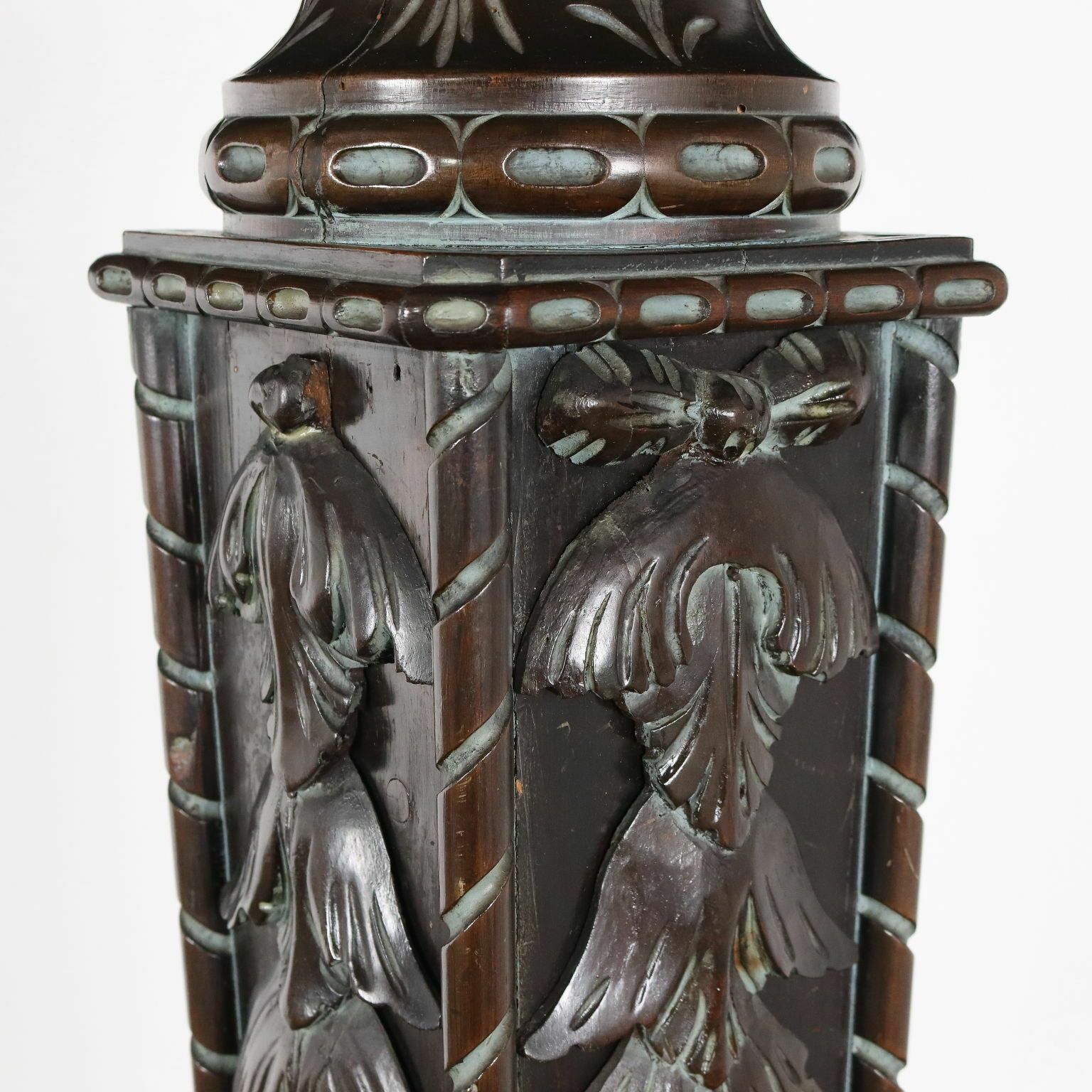 Antique Column Neo Renaissance Style Carved Wood Italy XX Century photo for sale
