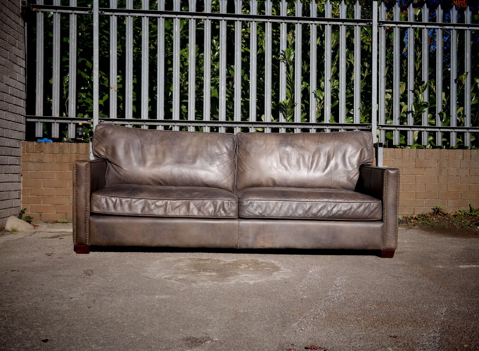 Super Timothy Oulton Viscount Williams 3/4 Seater Leather Sofa Destroyed Black photo Furniture