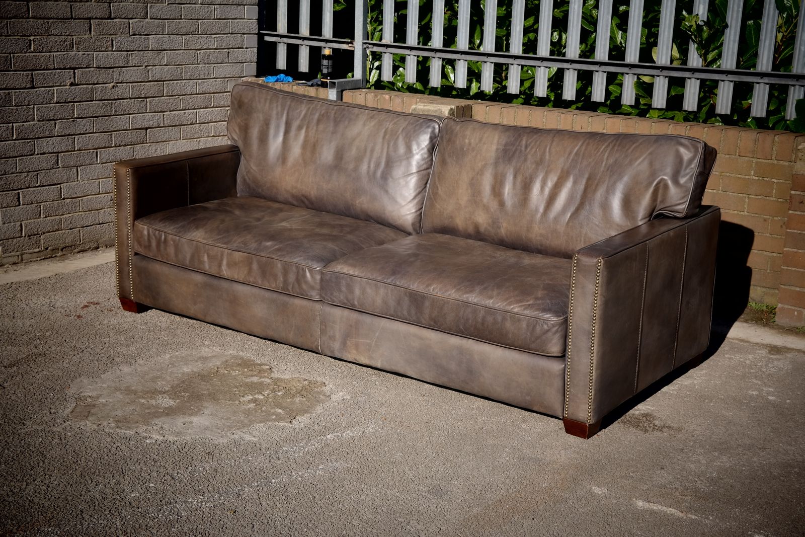 Super Timothy Oulton Viscount Williams 3/4 Seater Leather Sofa Destroyed Black photo vinterior