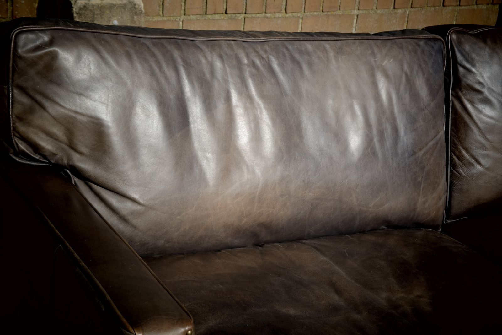 Super Timothy Oulton Viscount Williams 3/4 Seater Leather Sofa Destroyed Black photo vintage