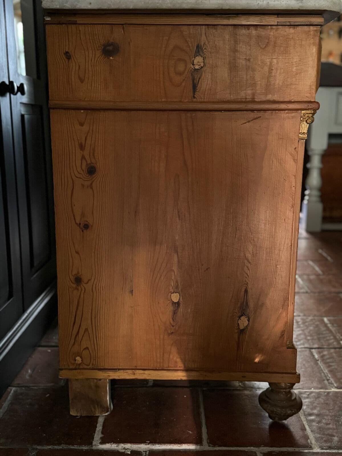 Antique Solid Pine French Style Marble Top Dresser Washstand Chest Of Drawers photo buy