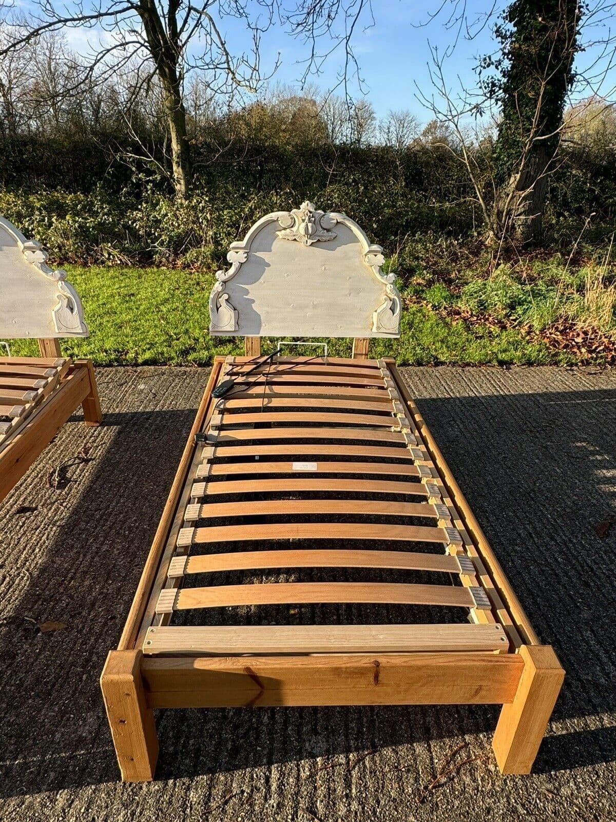 Pair Of Solid Pine Single Beds   ( Electronically ) Operated Bed Base photo 1095.0
