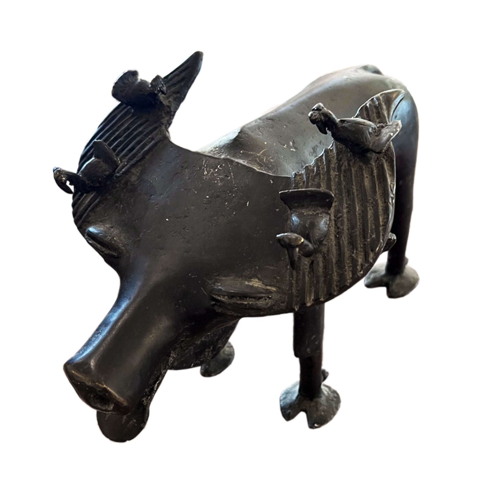 Bronze Sculpture Of A Water Buffalo With Ox Pecker Birds, 1960s photo 940.0