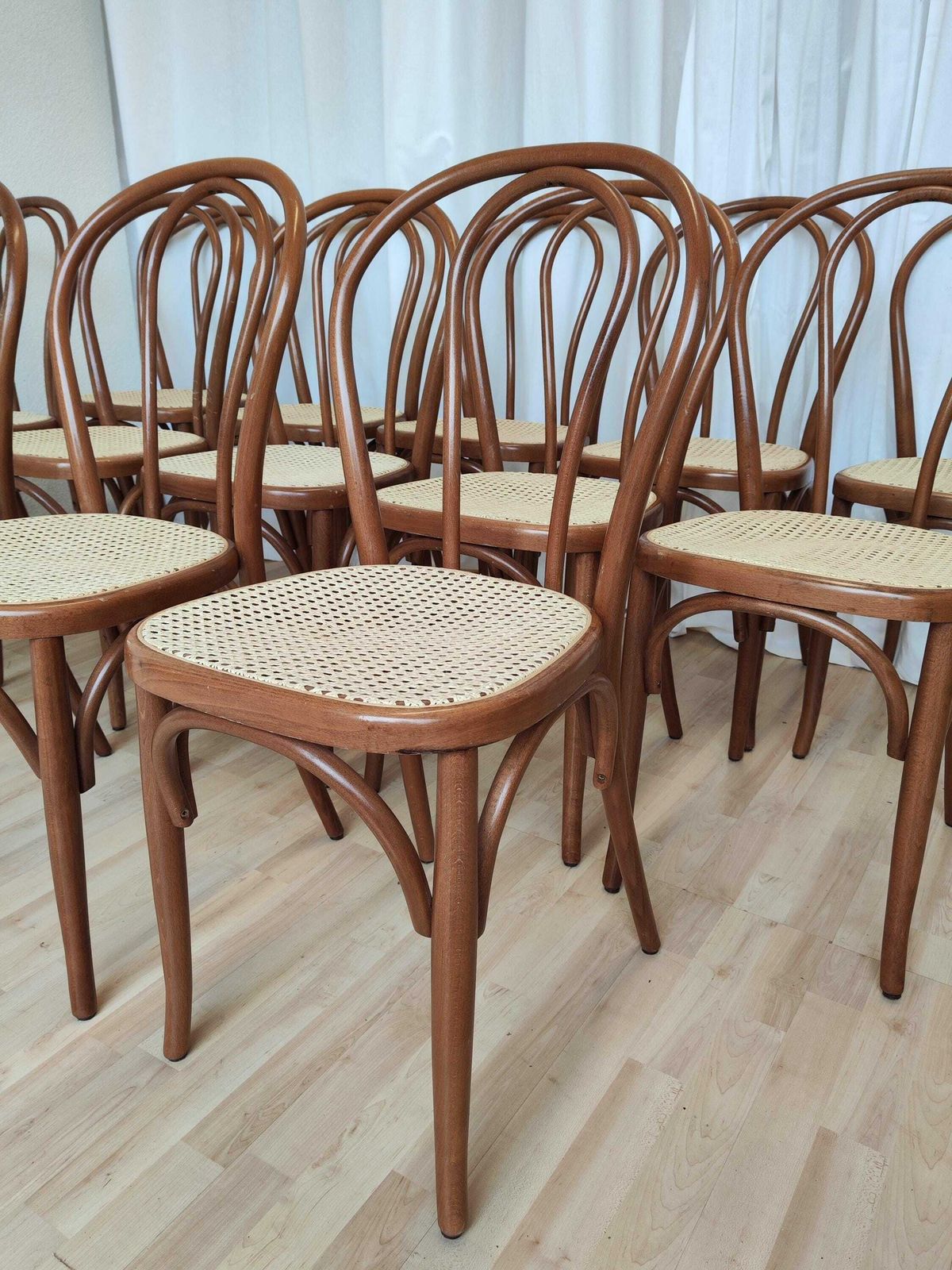 1 Of 9 Vintage Wooden Dining Chairs With Cane Seat / Mid Century Thonet Style N18 / 1970s / Bentwood Techique Dine Chairs / Bistro Bar Pub