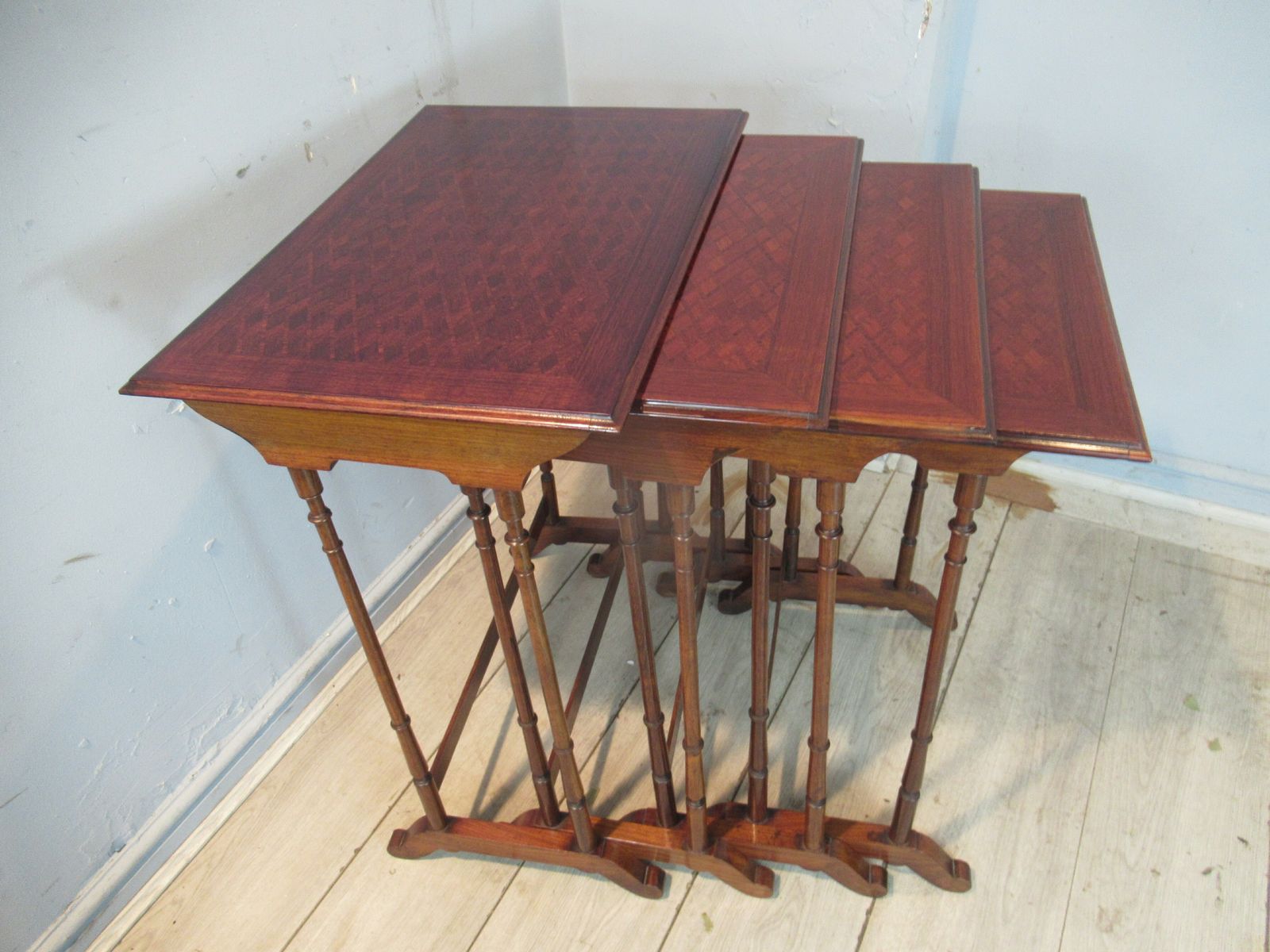 Edwardian   Mahogany  Nest Of   Four Occasional  Tables photo vintage