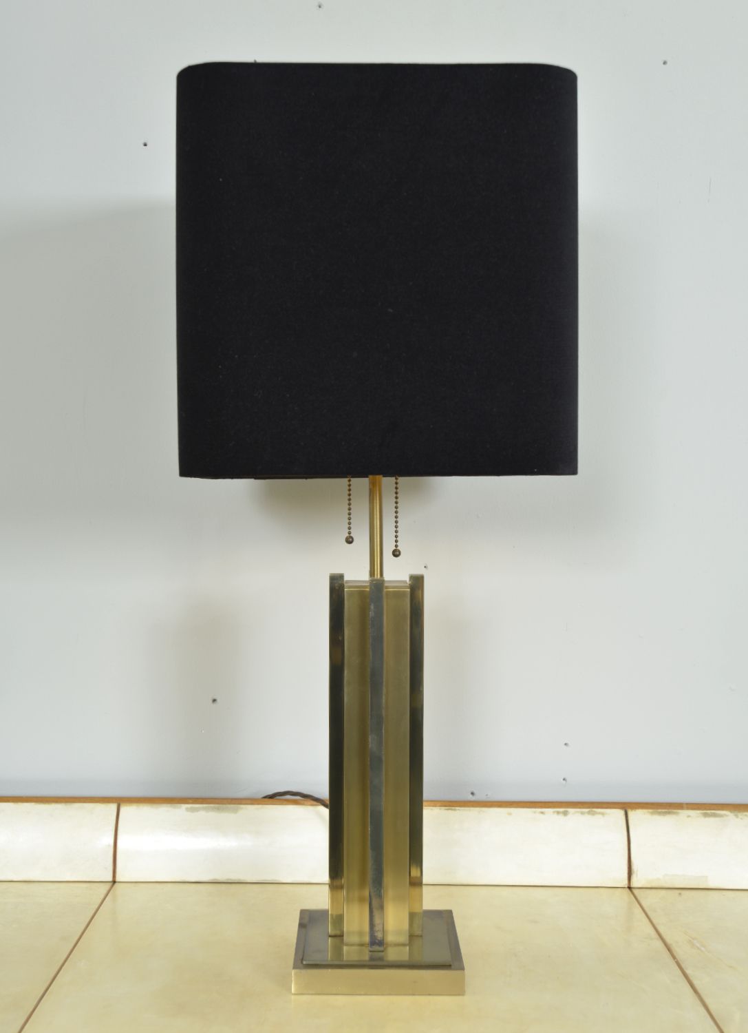 1970s Brutalist Brass Gold Table Lamp By Belgo Chrom Willy Rizzo Style Belgium