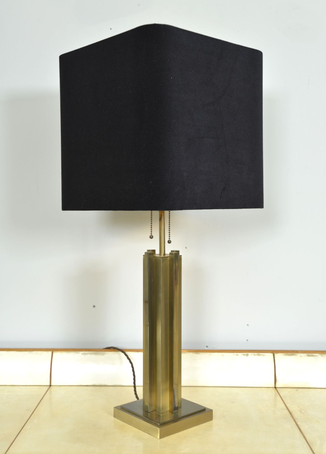 1970s Brutalist Brass Gold Table Lamp By Belgo Chrom Willy Rizzo Style Belgium photo furniture