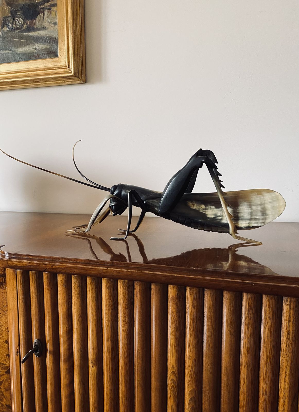 Mid Century Hand Crafted Horn Grasshopper, France 1960s photo vinterior