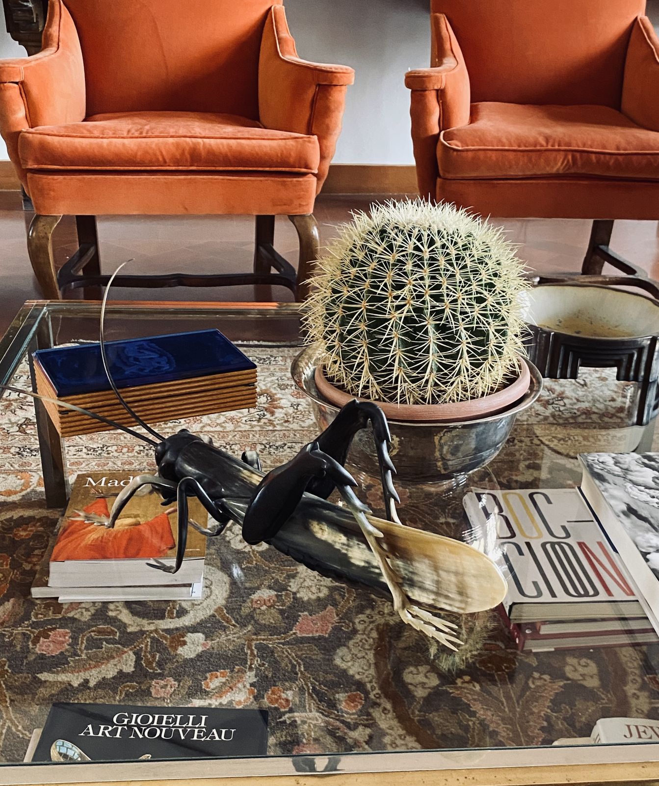 photo vintage Mid Century Hand Crafted Horn Grasshopper, France 1960s