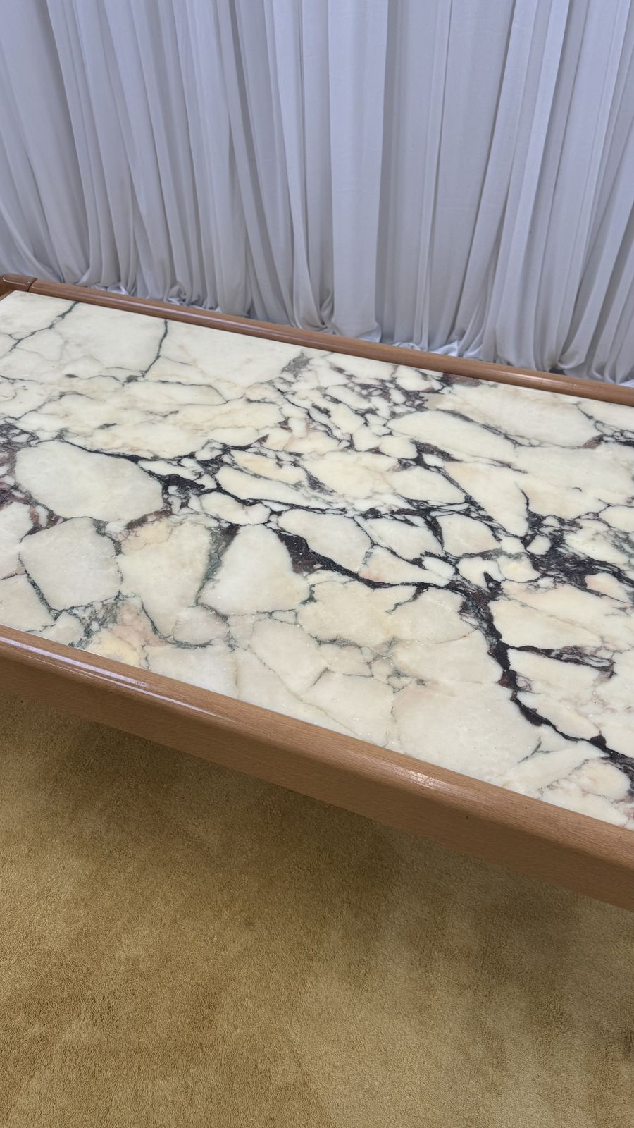 Breccia Capraia Marble Coffee Table In Wooden Frame, 1970s. France. photo furniture