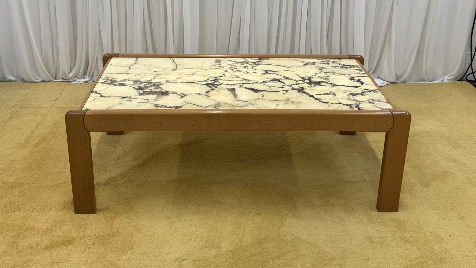 Breccia Capraia Marble Coffee Table In Wooden Frame, 1970s. France. photo 1275.0