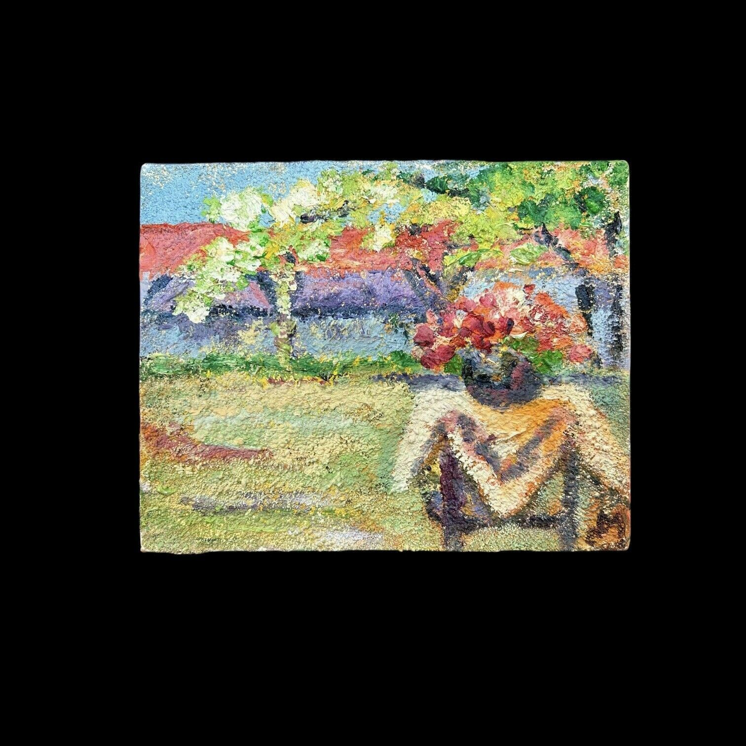 20th Century Impressionist Impasto Oil Landscape By Maggy Clarysse (1931 2001) photo furniture