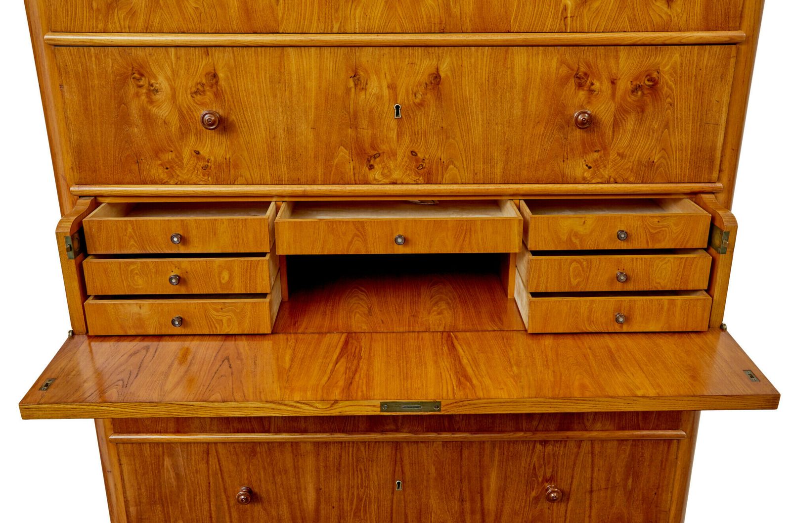 Tall 19th Century Elm Secretaire Chest Of Drawers photo Furniture