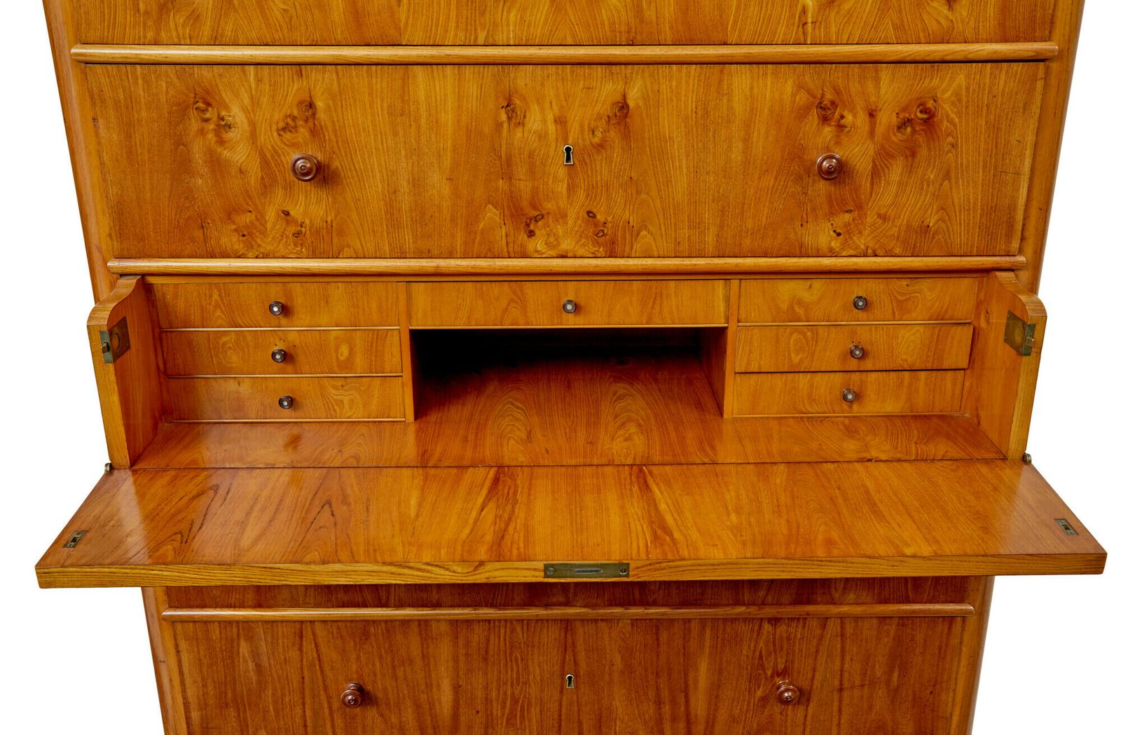 Tall 19th Century Elm Secretaire Chest Of Drawers photo 3295.0