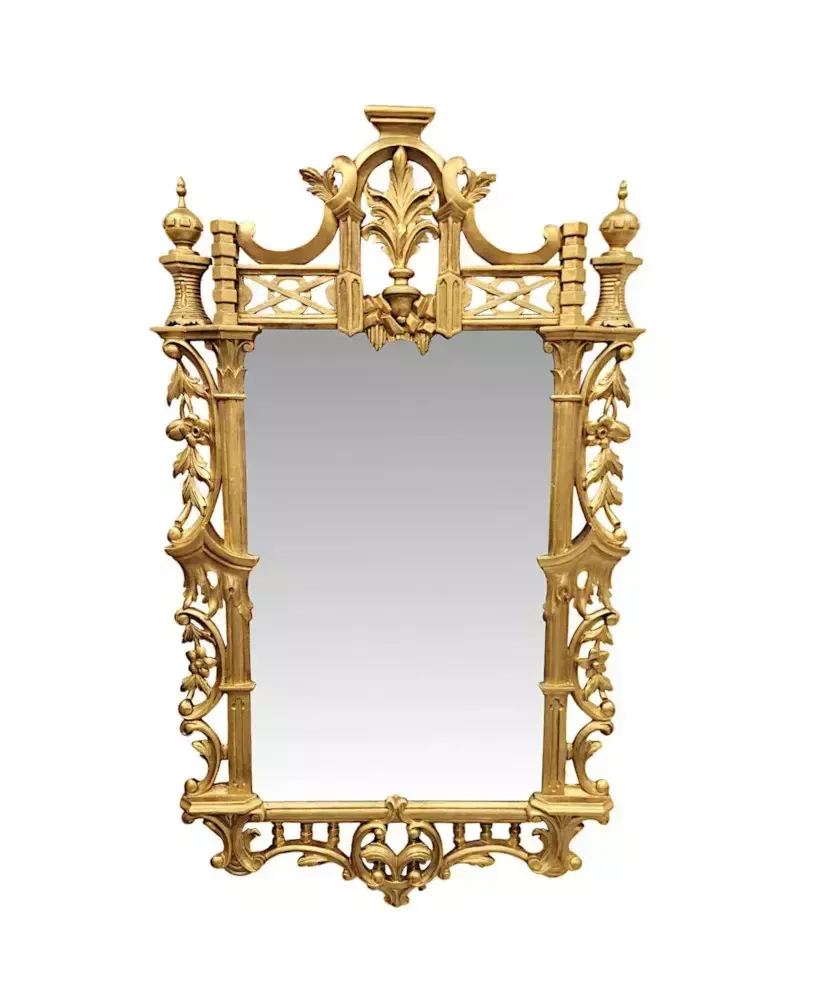 A Very Rare 19th Century Chinese Chippendale Style Giltwood Hall Or Pier Or Overmantel Mirror
