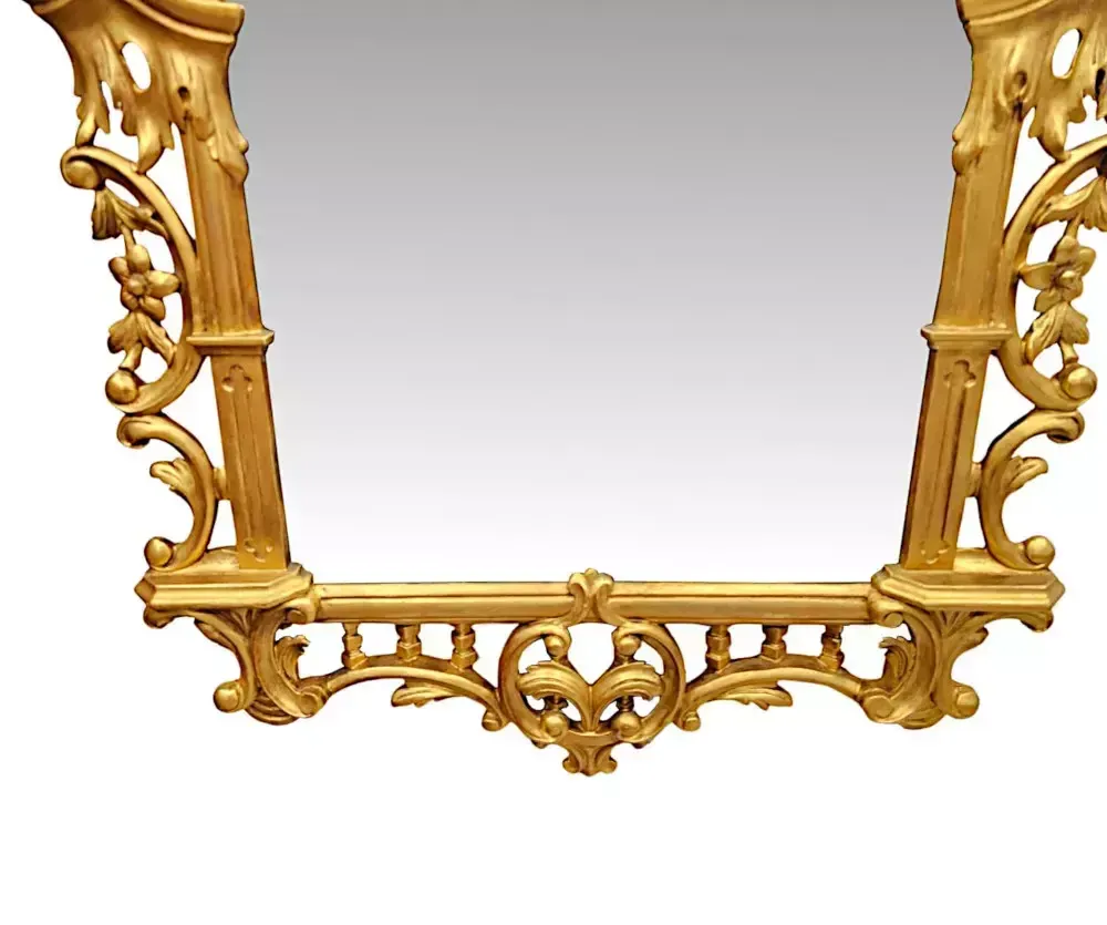 A Very Rare 19th Century Chinese Chippendale Style Giltwood Hall Or Pier Or Overmantel Mirror photo Home Decor