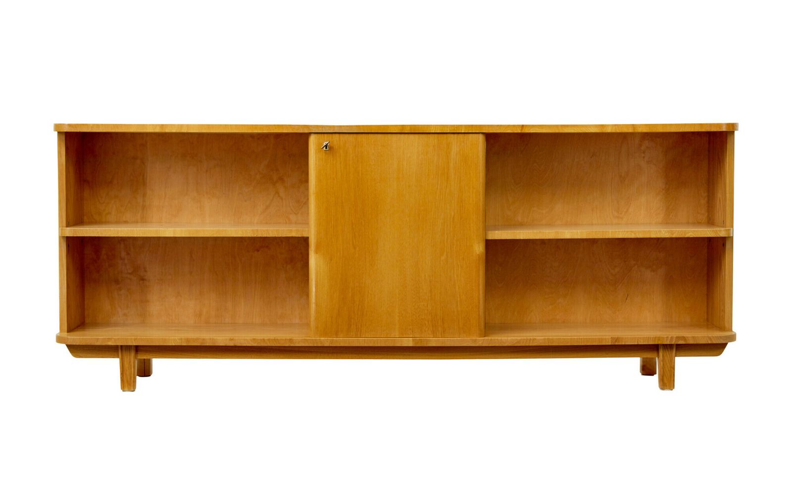 Swedish Mid Century Elm Low Open Bookcase