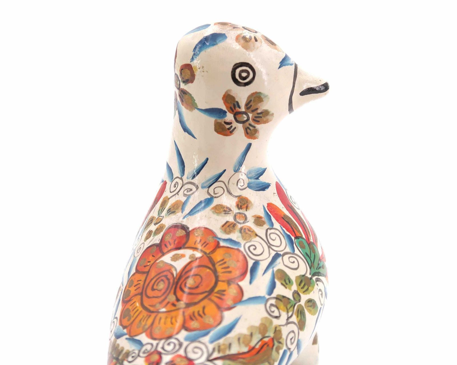 Mexican Folk Terracotta Ceramic Bird, Colorful Dove, 1970s / Floral, Boho Chic, Bohemian, Mexico photo Art