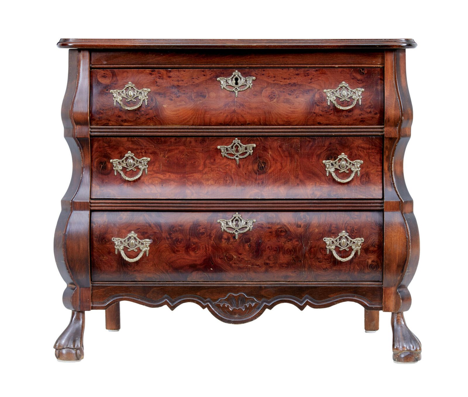 Mid Century Small Mulberry Bombe Chest Of Drawers