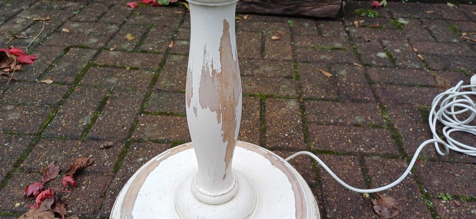 Stunning Vintage Early 20th Century Vintage Working Standard Lamp Painted With Stripped Wooden Detail photo 295.0