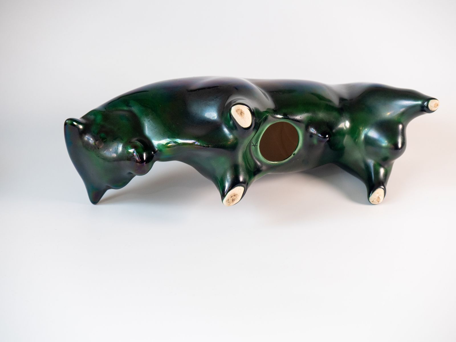 Trentham Green Bull, Designed By Colin Melbourne , Modernist Art Pottery , Trentham Art Ware photo for sale