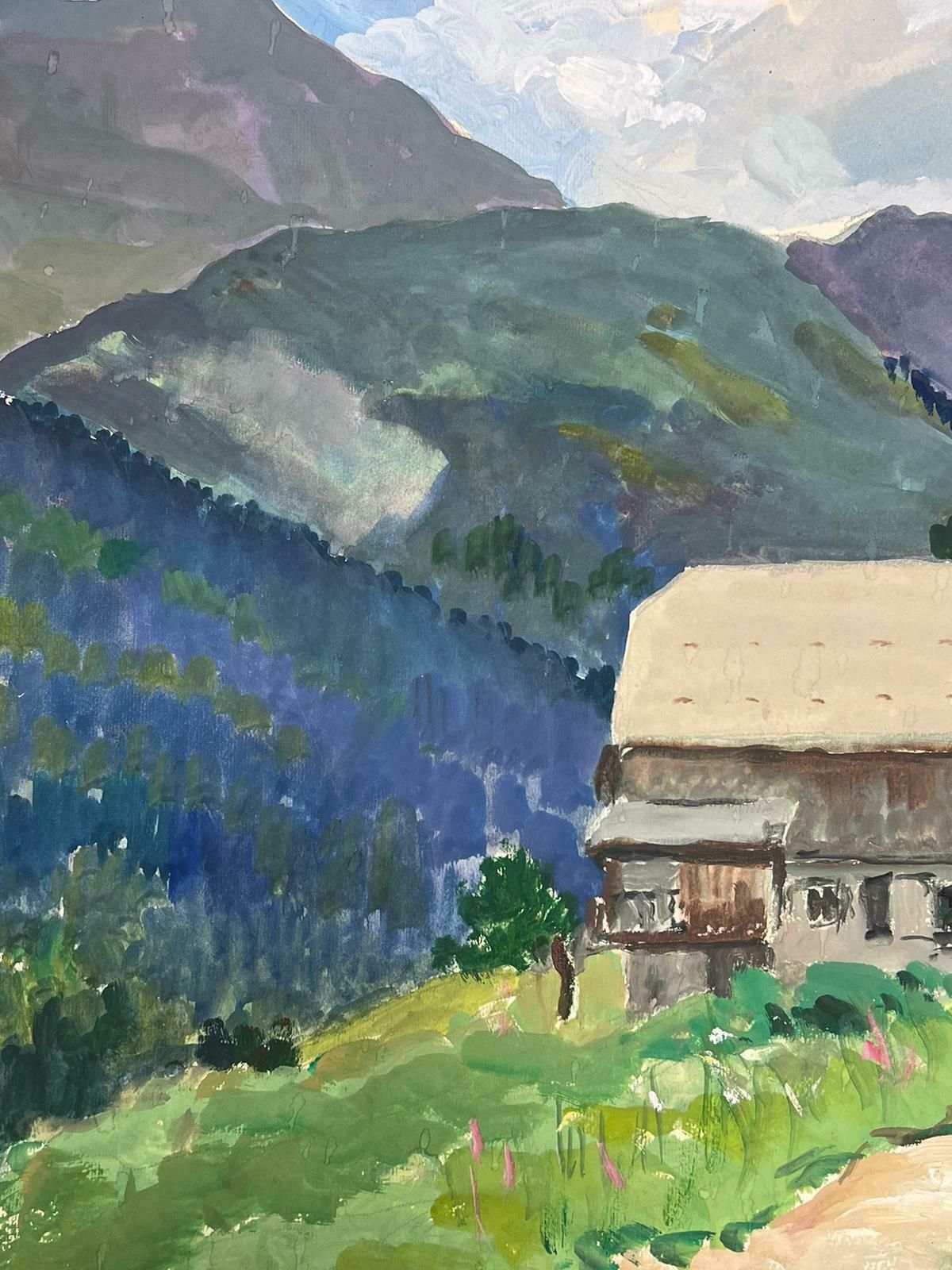 Louise Alix1930's French Impressionist Gouache Huts In Summer Mountains 1930's photo furniture