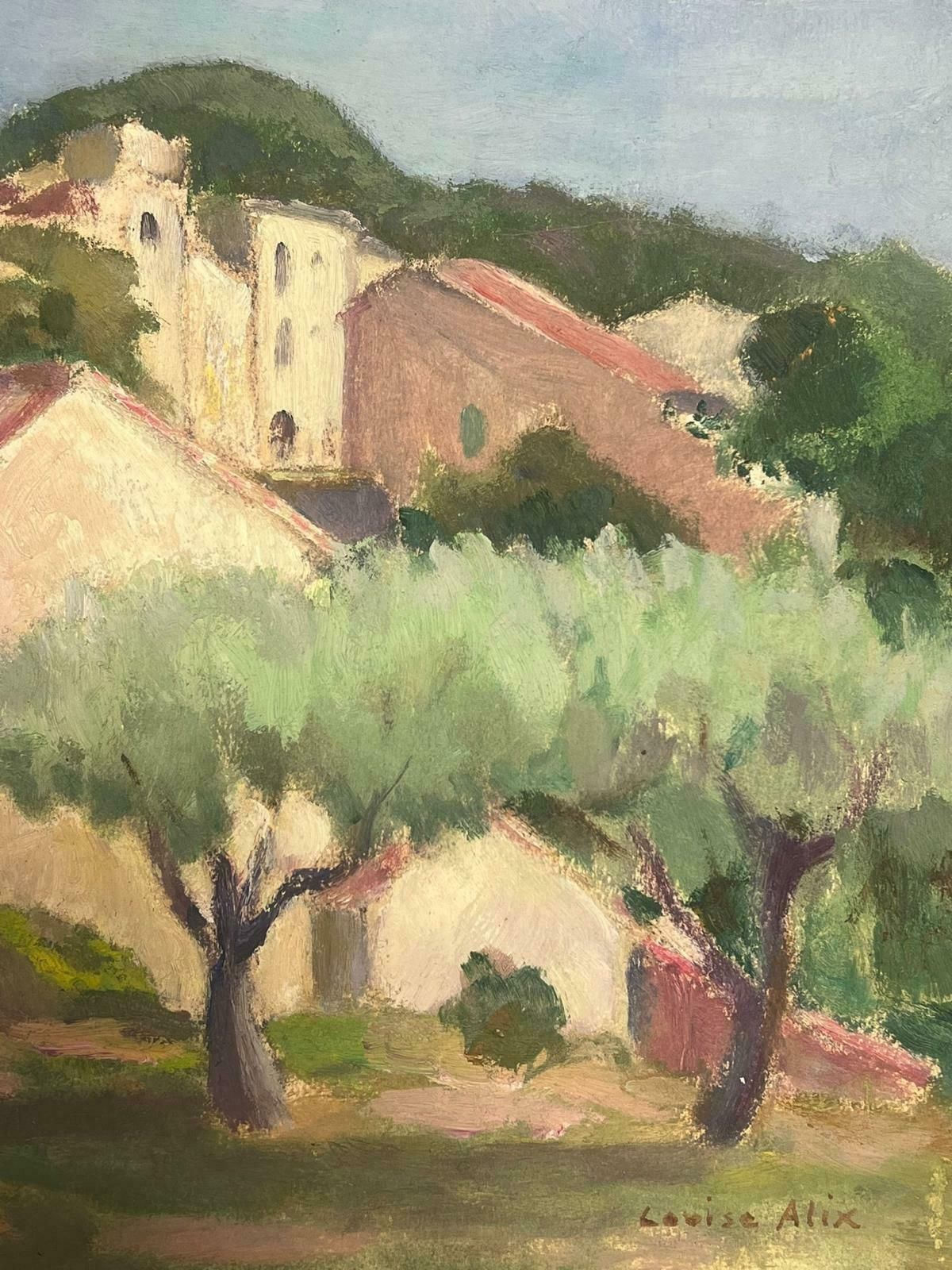 Louise Alix1930's French Oil Painting Village Church In Green Landscape1930's photo furniture